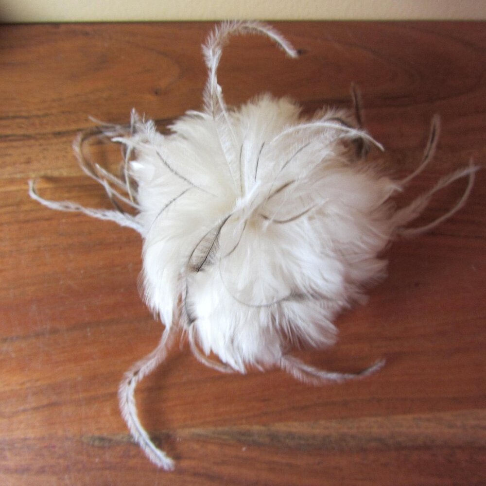 feather flower hair clip or brooch Fascinator hand made by ME! White (444A)
